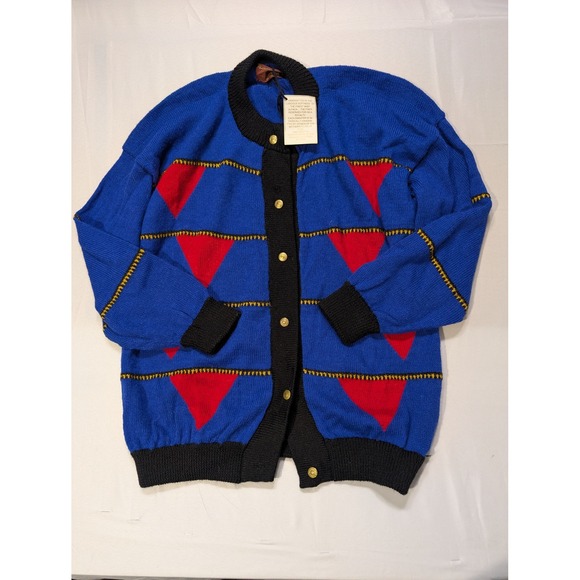 The Alice Marie Men's XL Collection Baby Alpaca Handknitted Cardigan Geometric